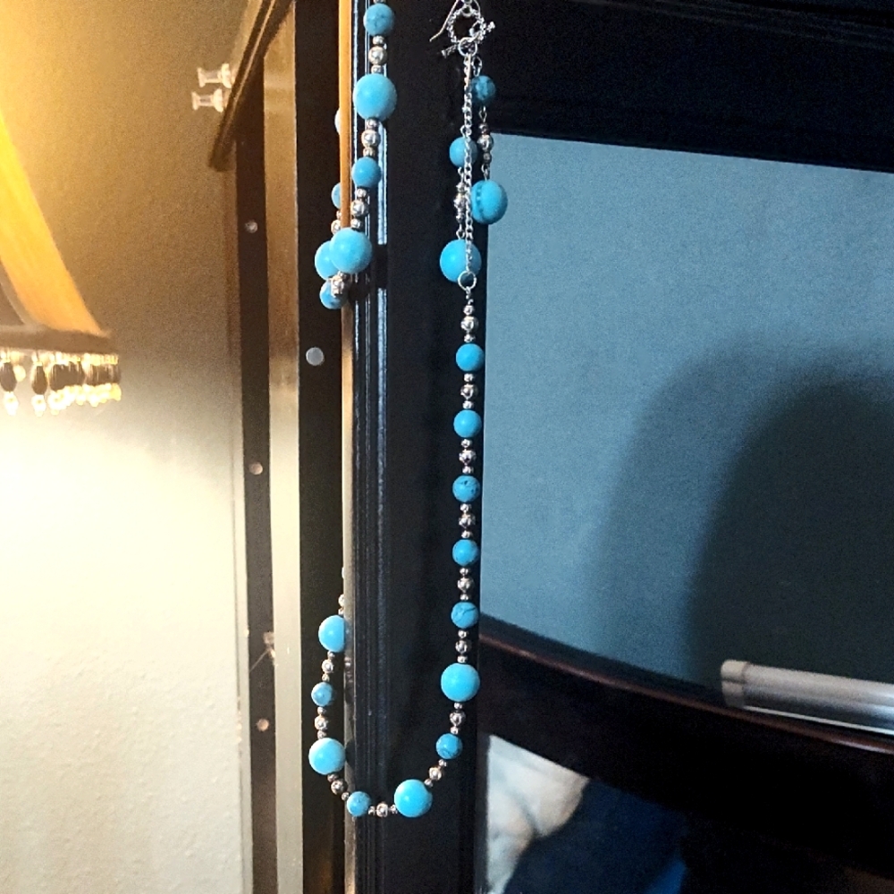 925 Sterling Silver&Sleeping Beauty Turquoise Set Necklace Bracelet And Earrings